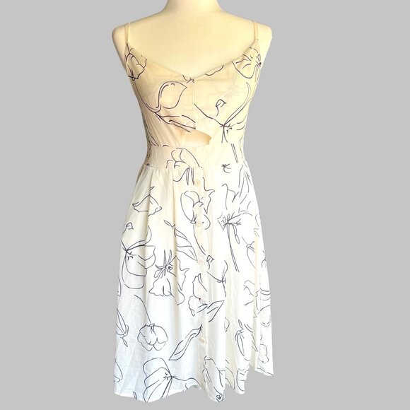 Ecowise White Floral Line Art Cutout Sundress – Size S - Picture 1 of 9